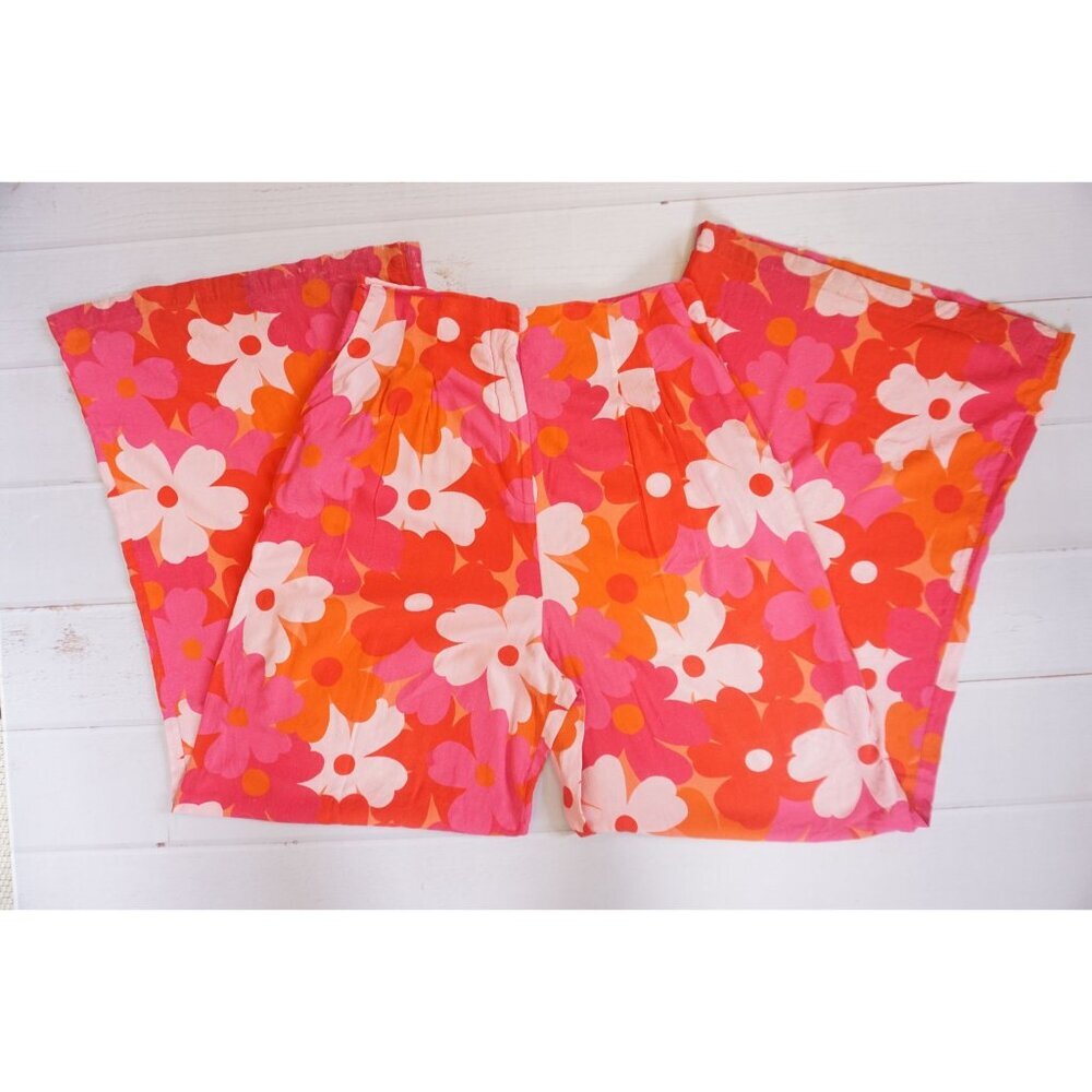 Mirae Paris Floral Retro Chic High-Waisted Wide-Leg Pants – Size 40 (US 8)